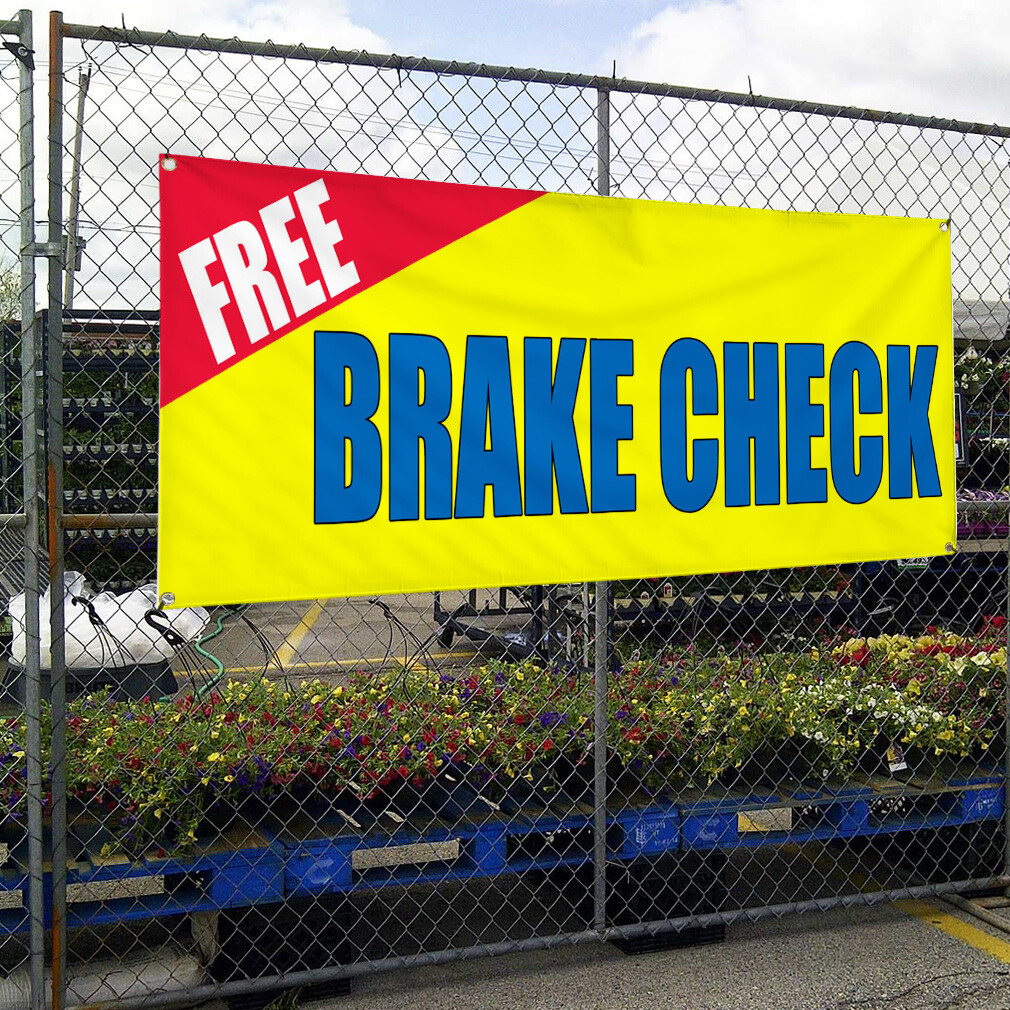 Vinyl Banner Multiple Sizes Free Brake Check Car Auto Body Shop Repair Outdoor