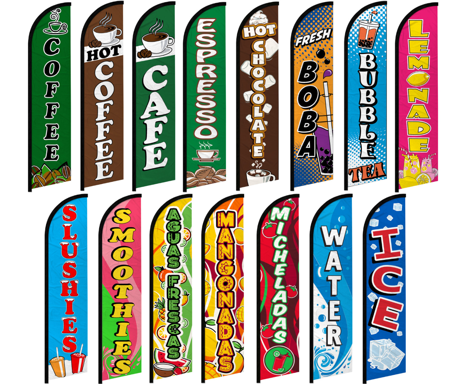 Drinks Service Windless Swooper Full Curve Flag Concessions Lemonade Slushie