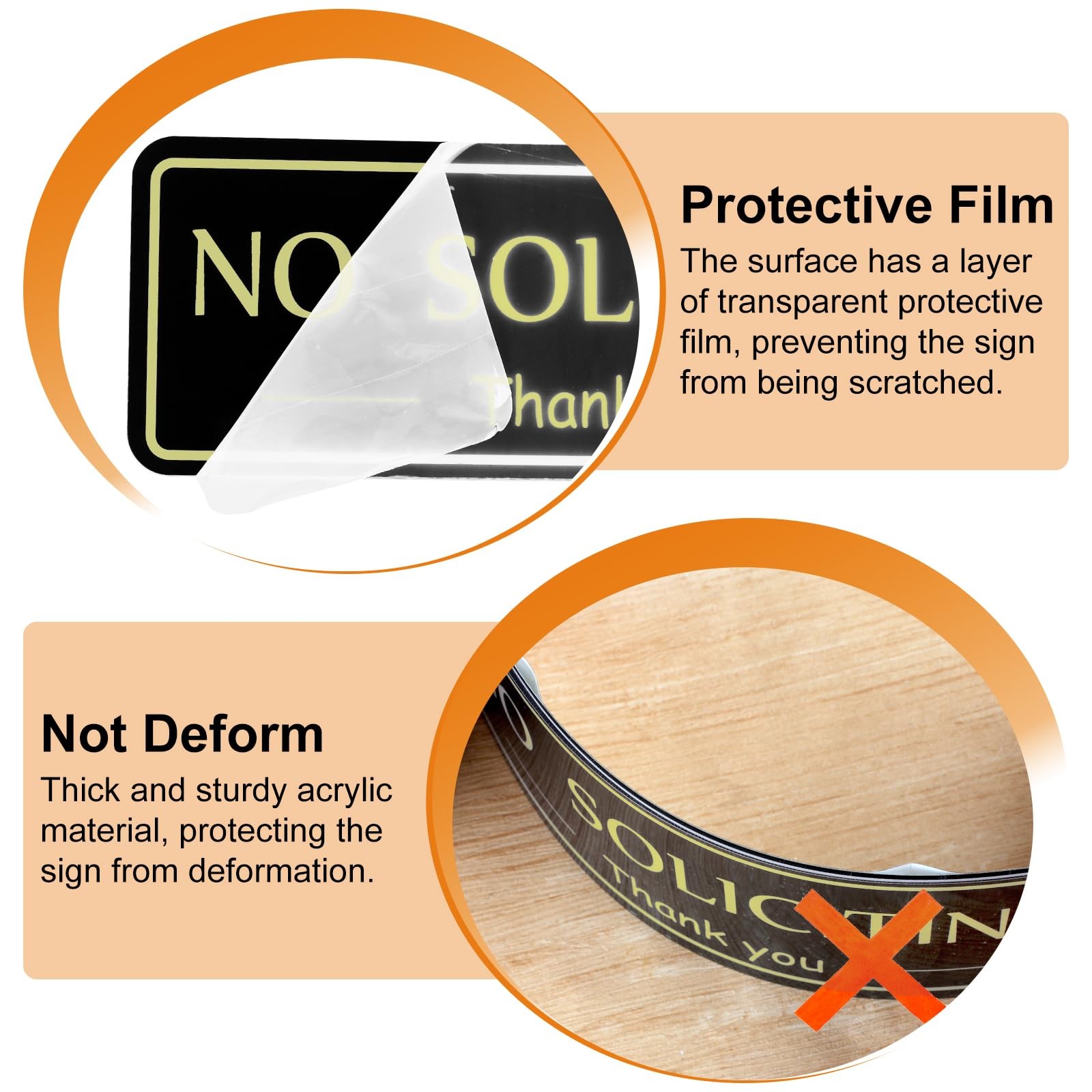 2 Pack No Soliciting Sign for House, Strong Self-Adhesive No Solicitation