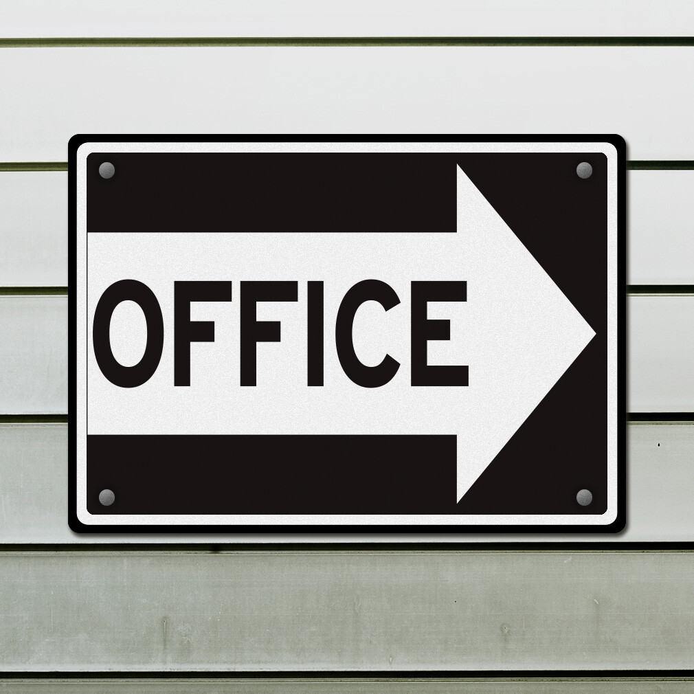 Aluminum Horizontal Metal Sign Office Right Arrow Business Directional Black