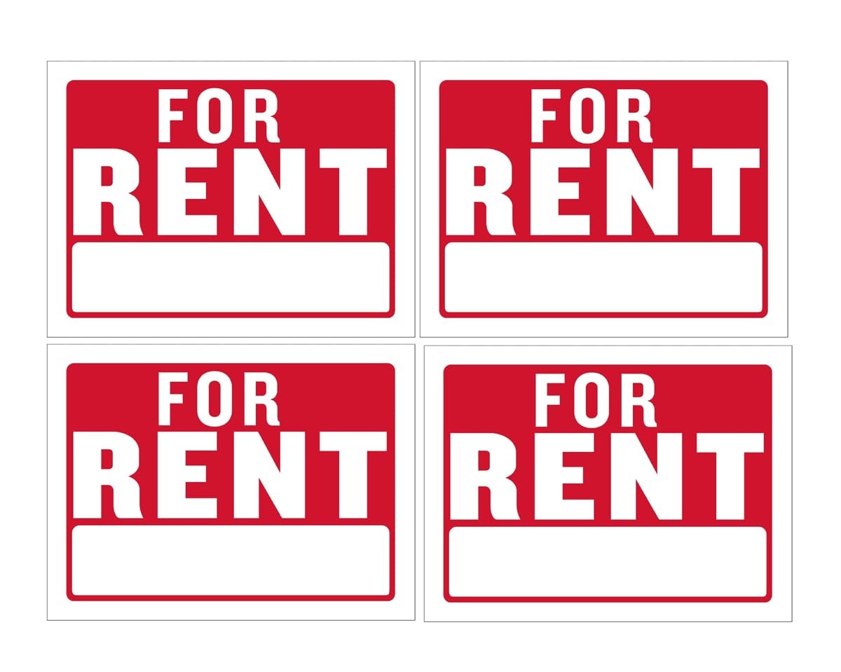 4 PCS For Rent Signage Sign Size 9×12 Inch Weatherproof Outdoor Display Board