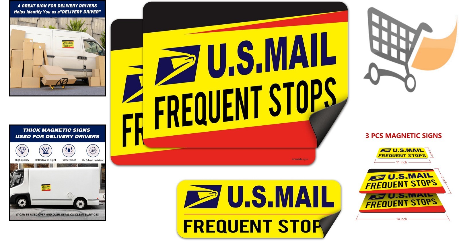 Delivery Driver Magnetic Signs 3 Pack Frequent Stops Sign for Car Truck Bumper