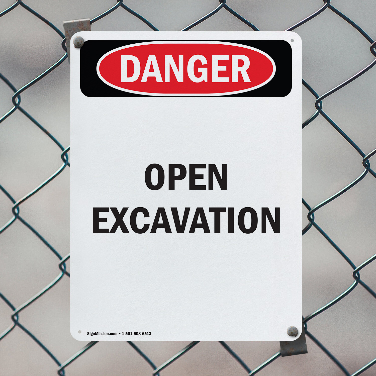 (2 Pack) Open Excavation OSHA Danger Sign Decal Metal Plastic