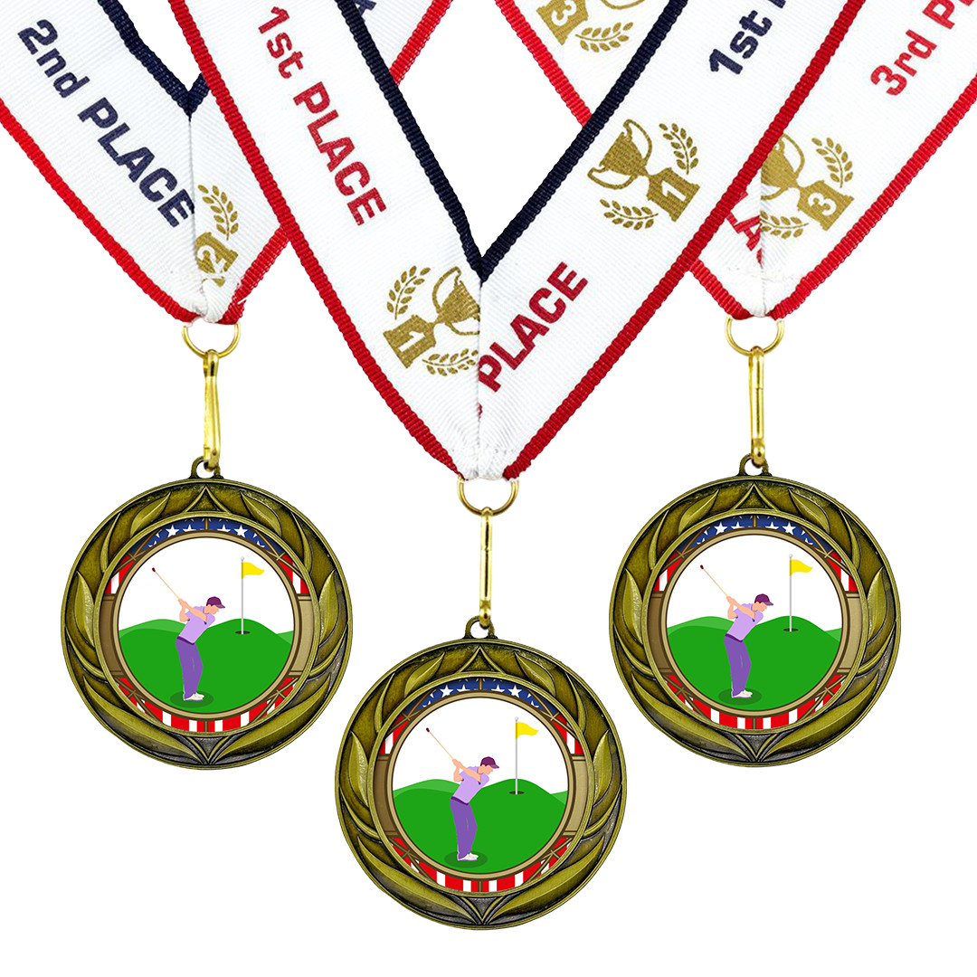 All Quality Golf Wreath Design Medal – 1st, 2nd, 3rd Place