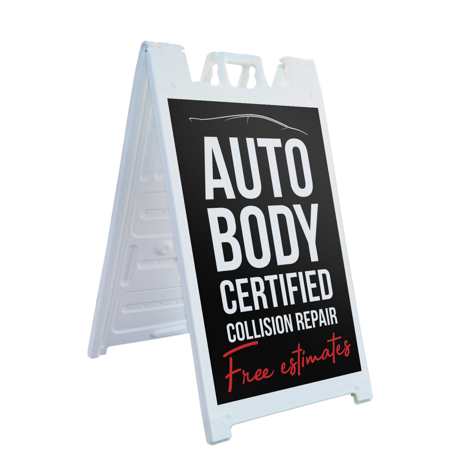 Auto Body Collision Repair Heavy Duty A-Frame Sidewalk Sign Professional Vehicle