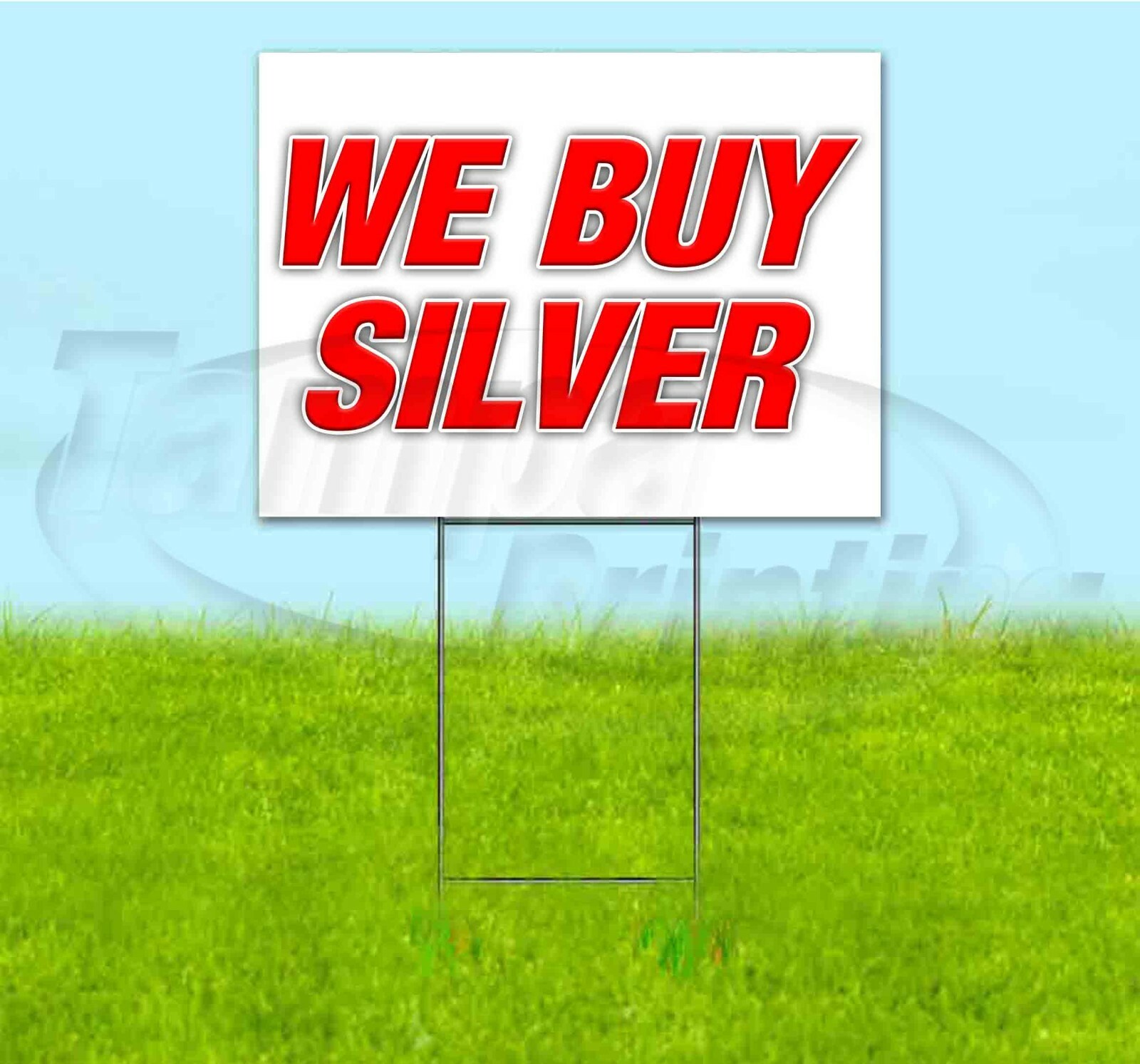 WE BUY SILVER 18×24 Yard Sign WITH STAKE Corrugated Bandit GOLD PAWN