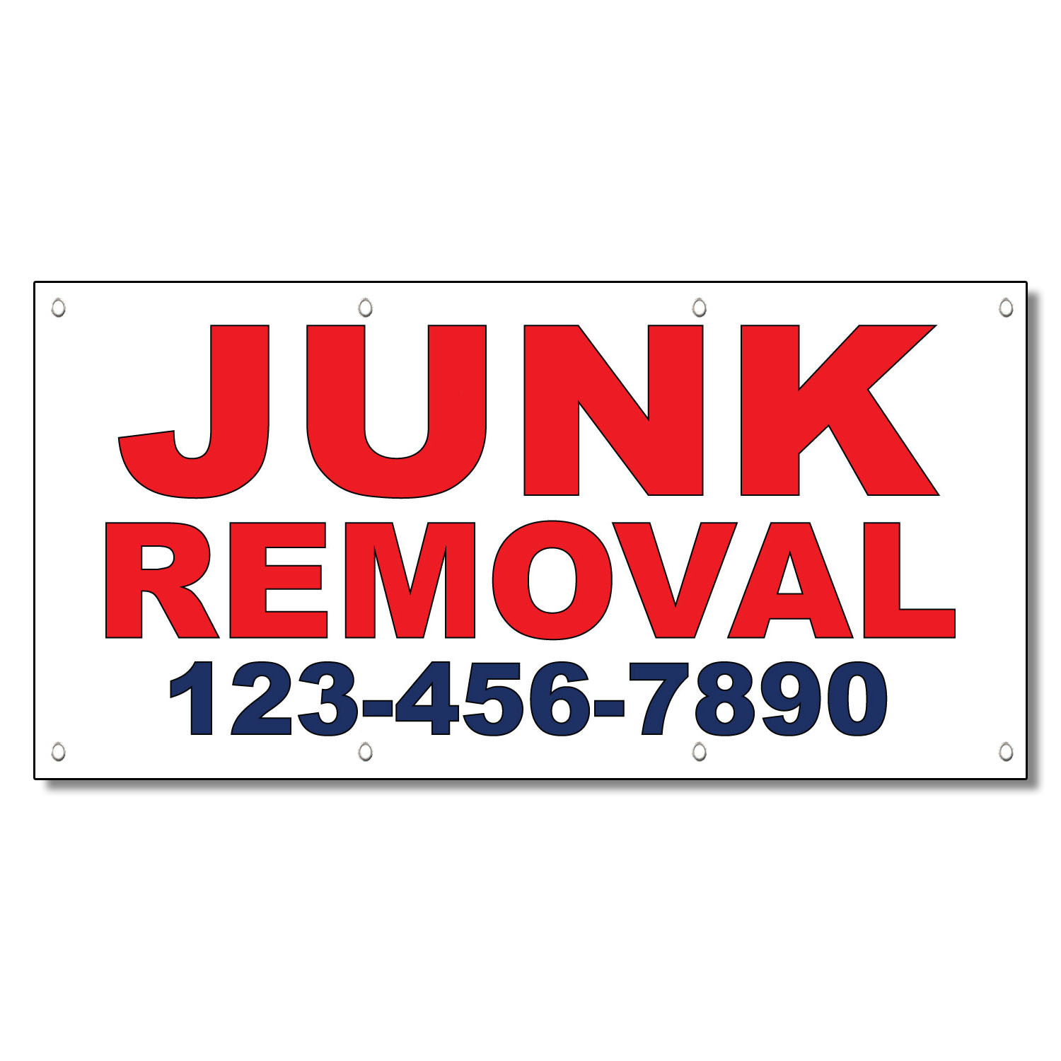 Junk Removal Phone Custom Red Blue 13 Oz Vinyl Banner Sign With Grommets