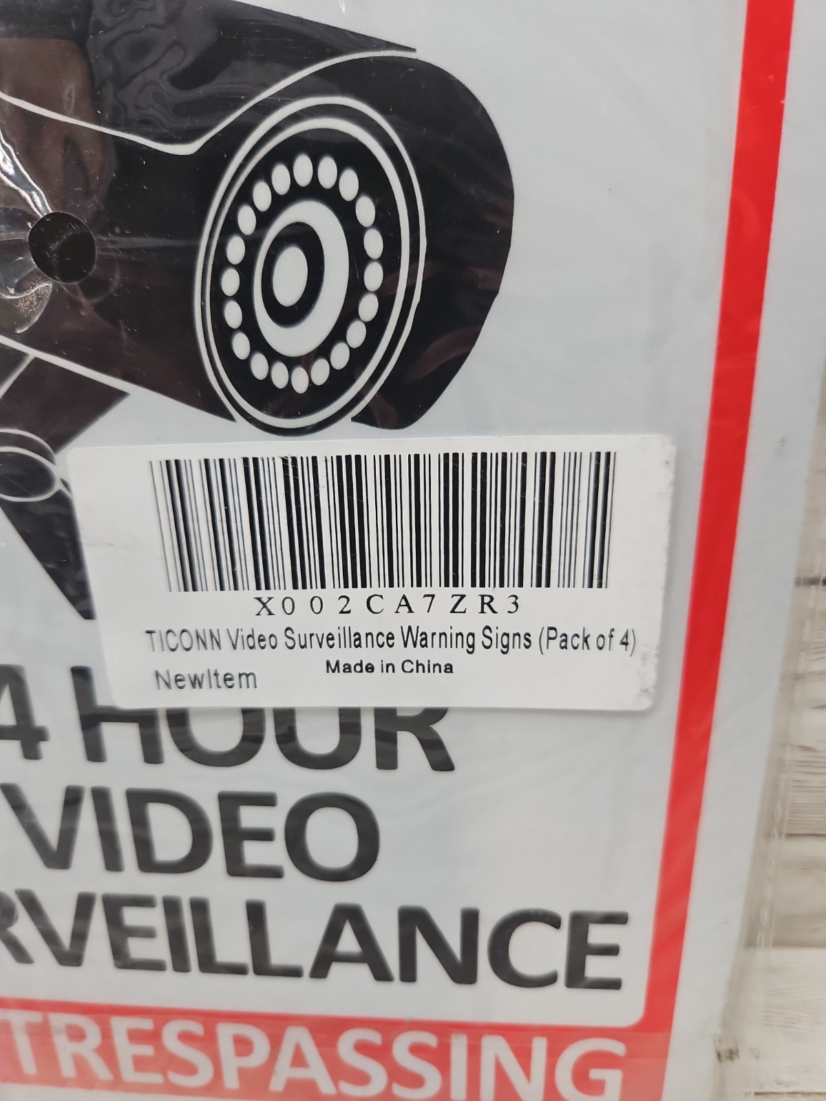 Warning 24 Hour Video Surveillance Sign Home Yard Security *4 Pack* 7 x10 in NEW