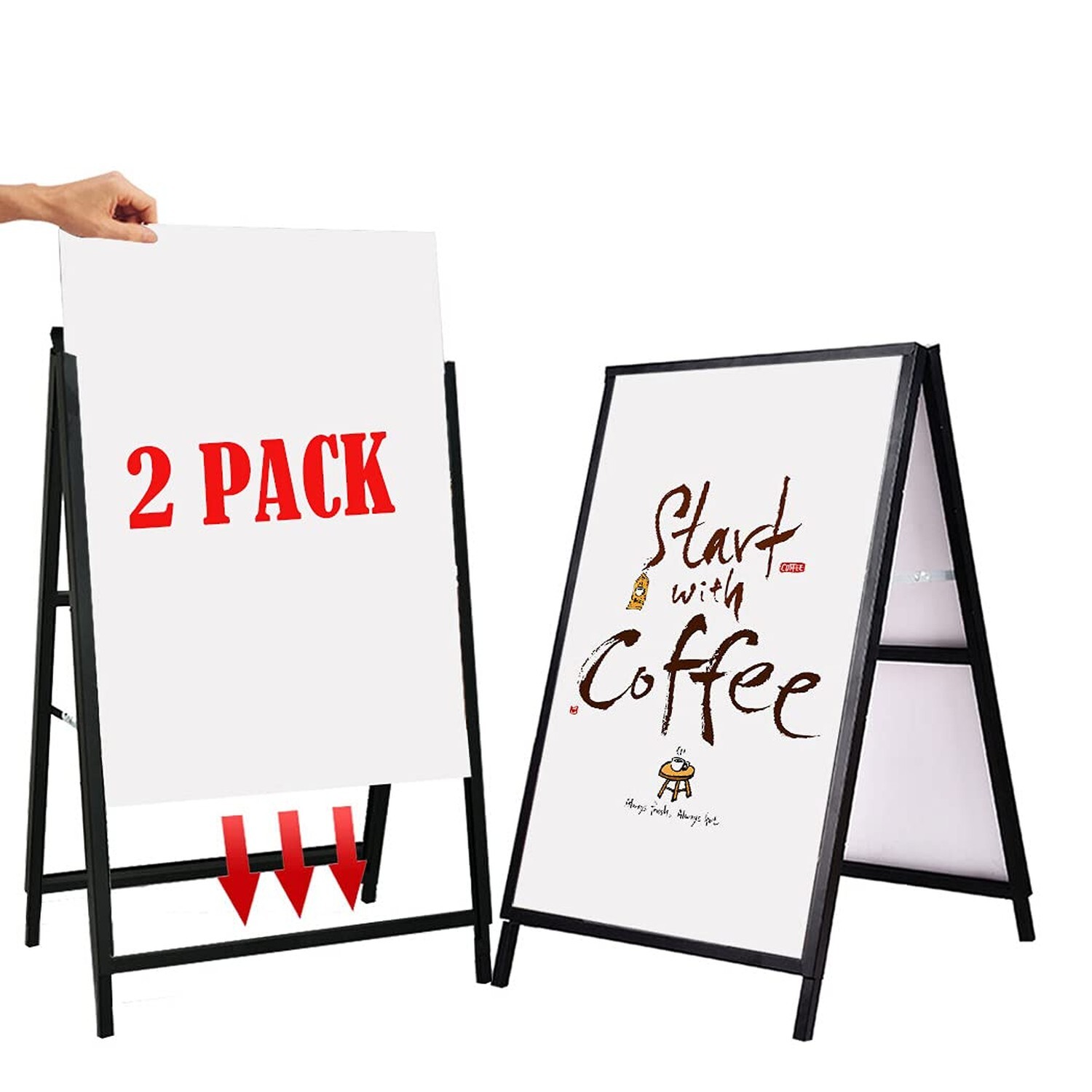 A Frame Sign Heavy Duty Sidewalk Sign for Poster Board 24x 36 inches Double-S…