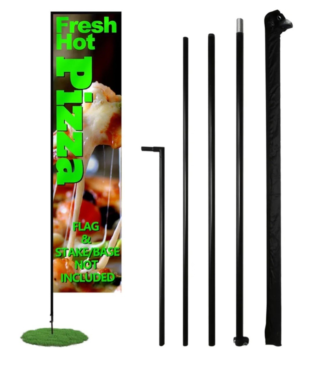 Anley Rectangle Feather Flutter Flag Pole Set -Pole Set Only- for 2.5’x8′ Flags