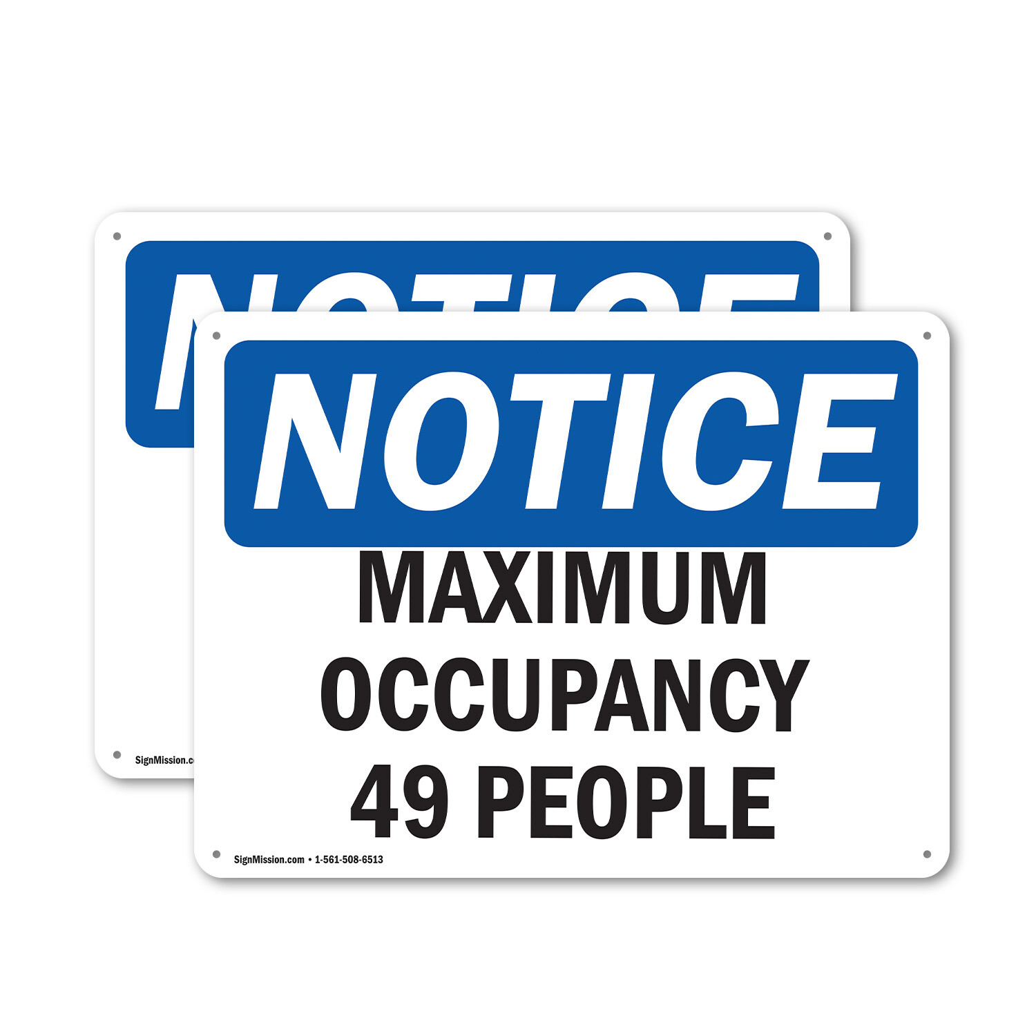 (2 Pack) Maximum Occupancy 49 People OSHA Notice Sign Decal Metal Plastic