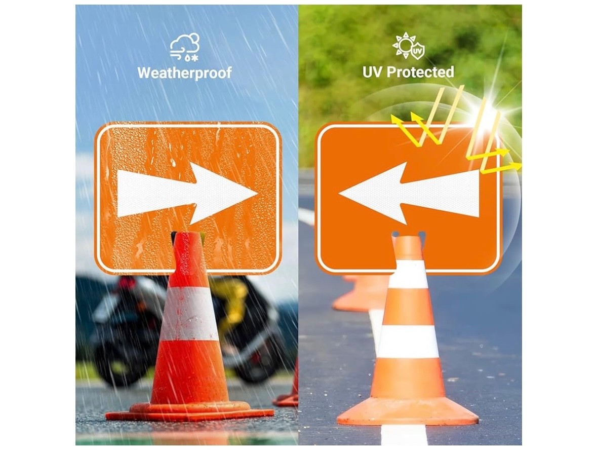 5 Pcs Traffic Arrow Signs Detour Arrow Road Cone Top Warning Sign 12.6″x10.4″