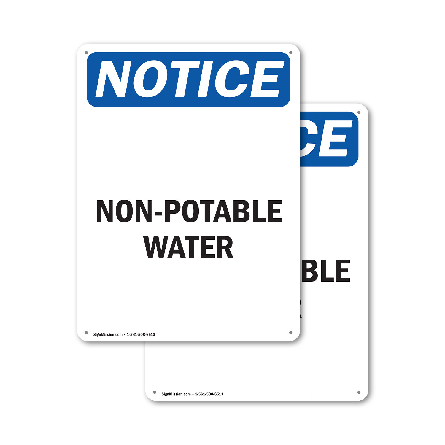 (2 Pack) Non-Potable Water OSHA Notice Sign Decal Metal Plastic