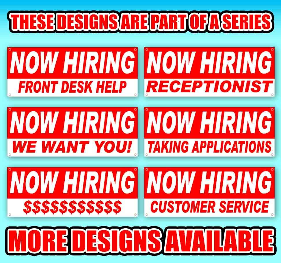NOW HIRING APPLY INSIDE Advertising Vinyl Banner Flag Sign Many Sizes