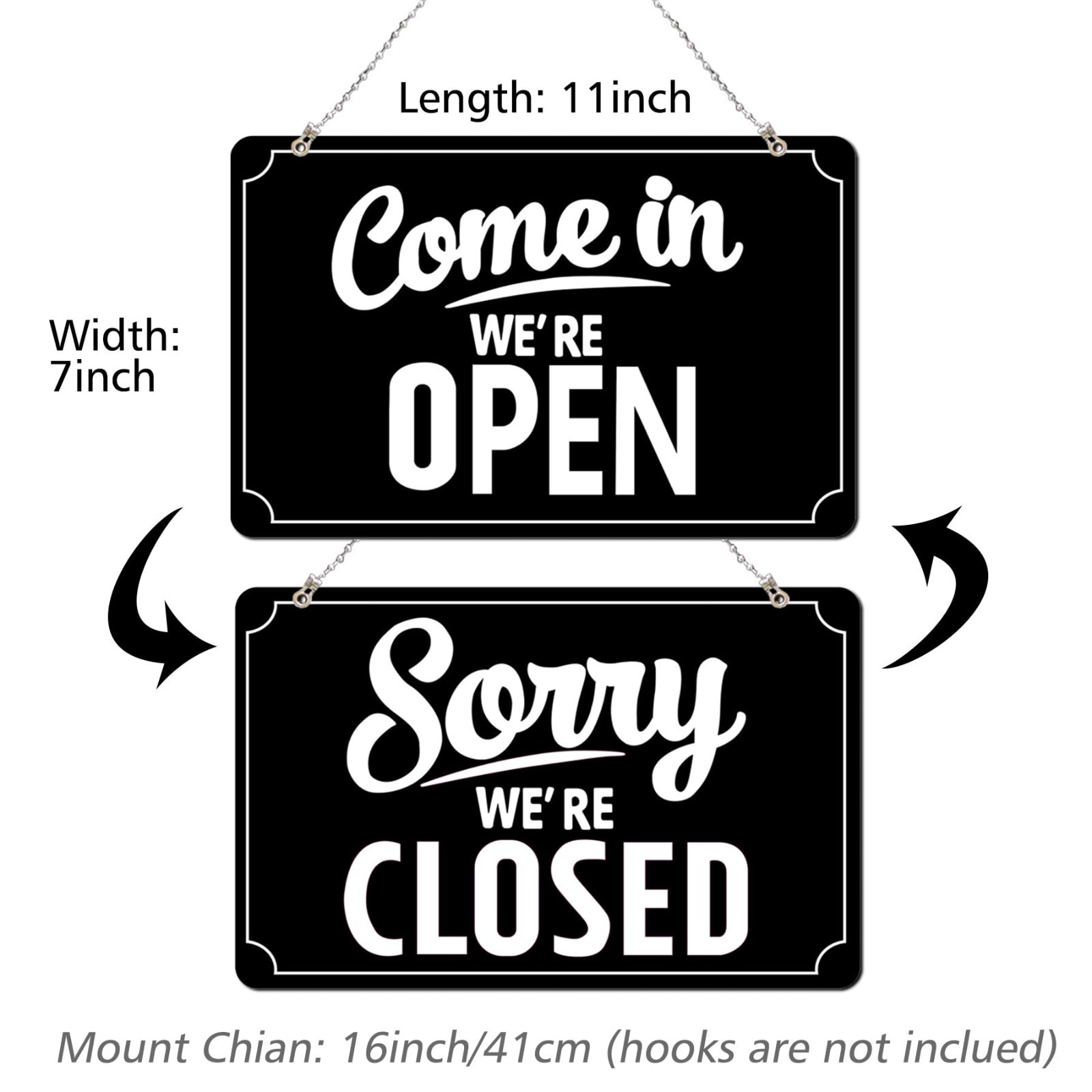 Open Closed Signs Set for Business Hours – Flip Sign for Store, Restaurant, Bar