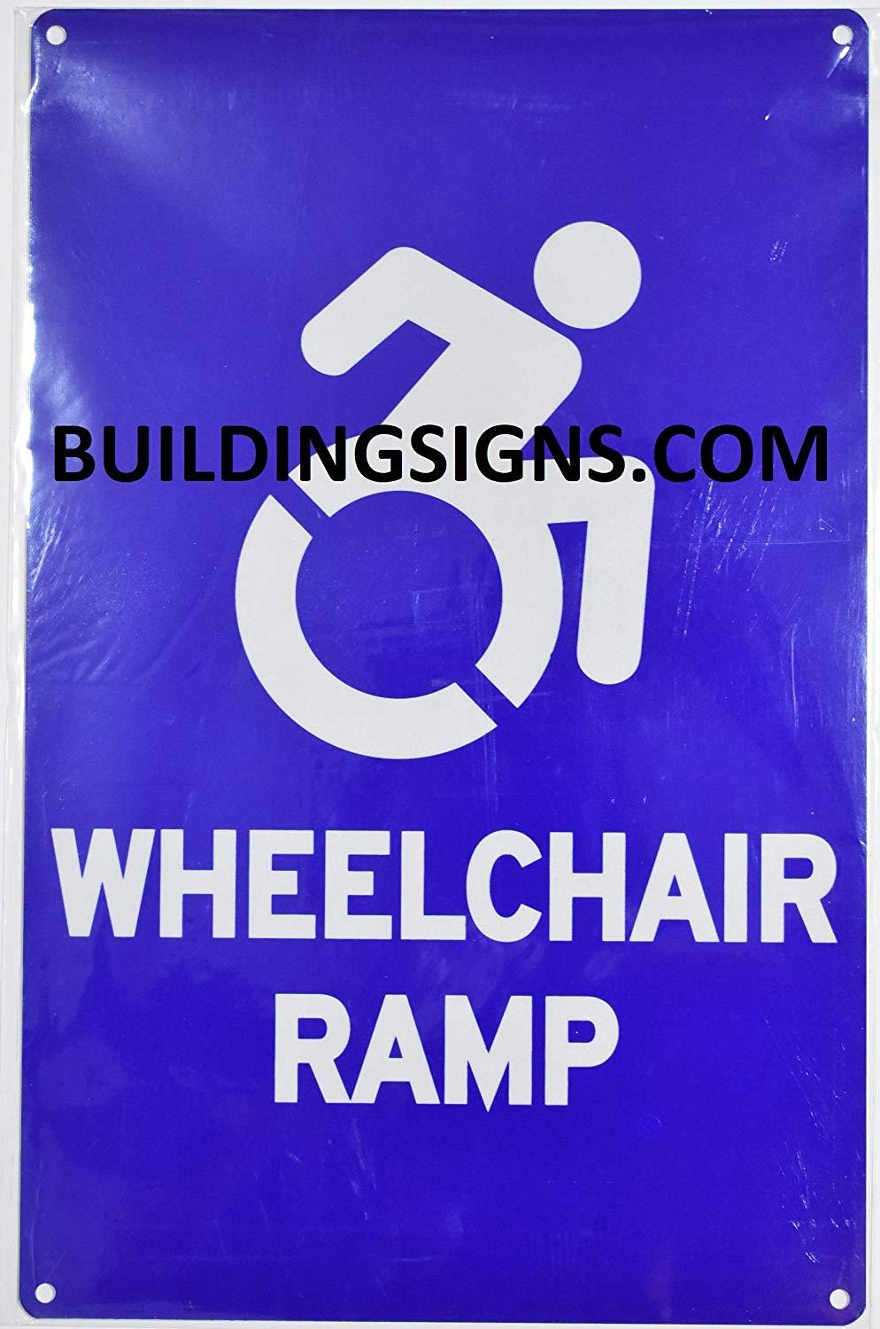 Wheelchair RAMP Sign (Aluminium Reflective,Blue 9X14) The Pour Tous ..REF24-1027