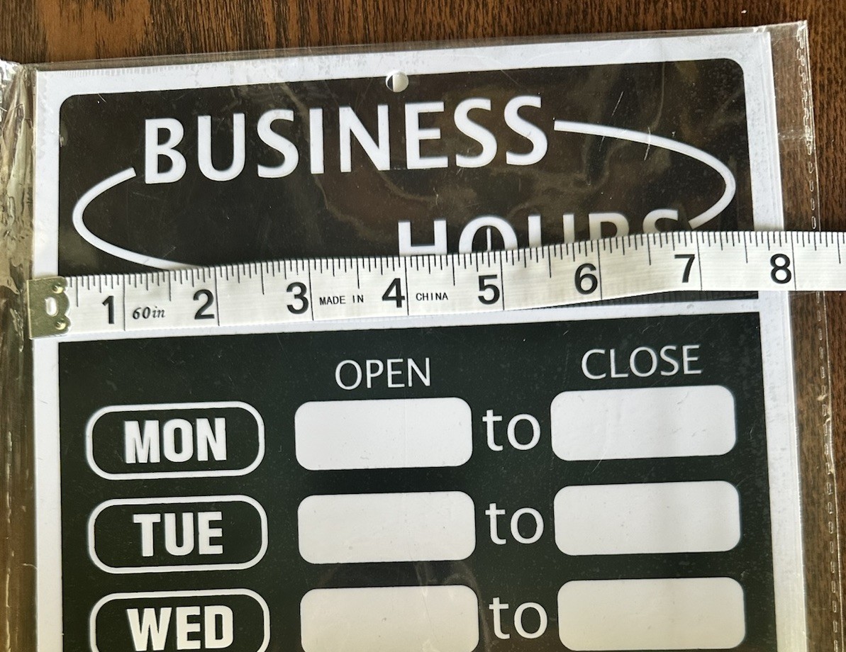 Business Hours Signage