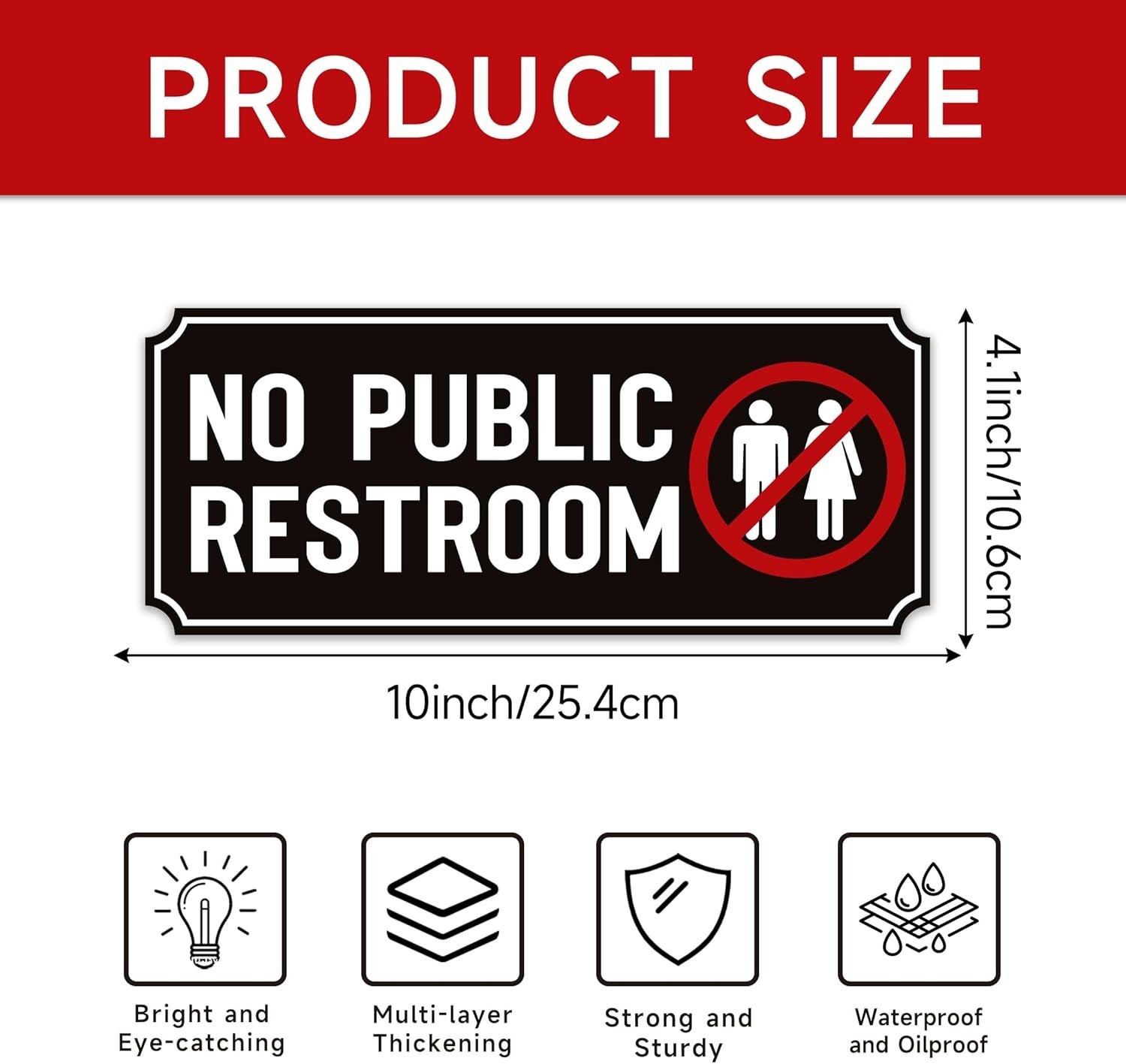 2PCS No Public Restroom Signs for Business, Self Adhesive Weatherproof Vinyl Sor