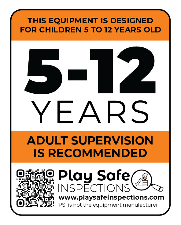Playground Equipment Sticker Label: Age of Intended User 5 to 12 Years Old