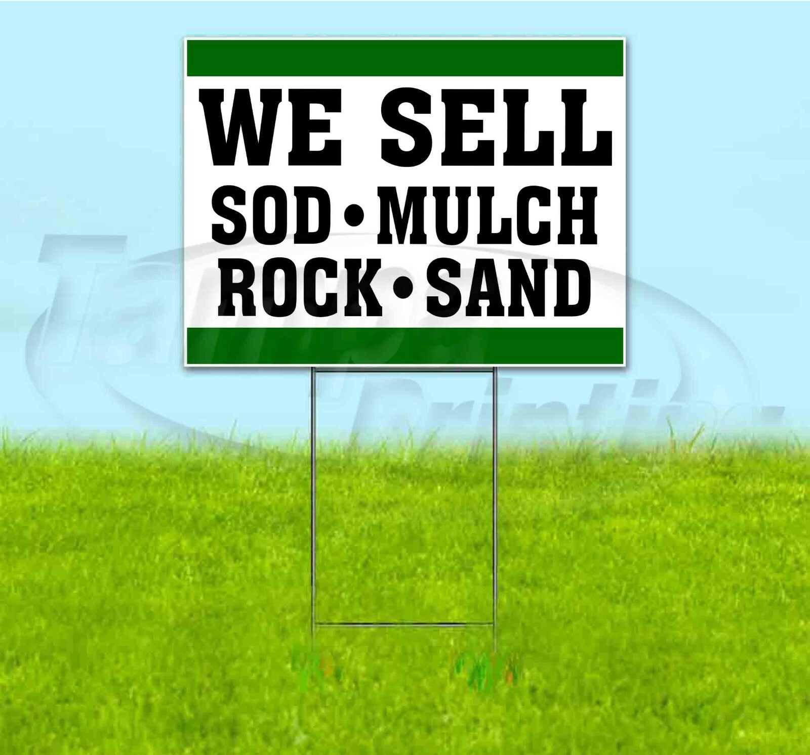 WE SELL SOD MULCH ROCK SAND 18×24 Yard Sign WITH STAKE Corrugated LANDSCAPING