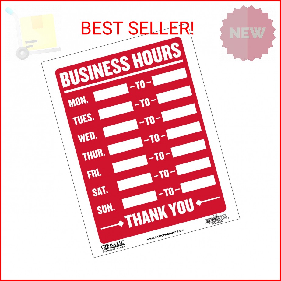 BAZIC Products Business Hours Sign 12″x16″, Open Closed Signs Signage For Busine