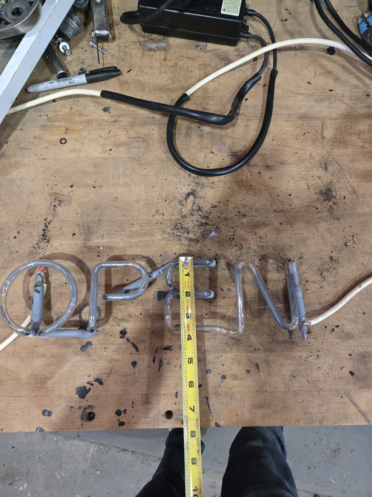 Red Neon OPEN Replacement Tube, 14 1/2 in W x 4in H Neon Sign Part
