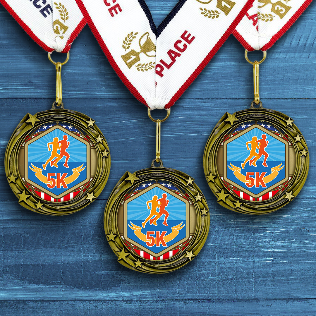 All Quality Stars Design 5k Medal,High Quality Metal Medal – 1st, 2nd, 3rd Place