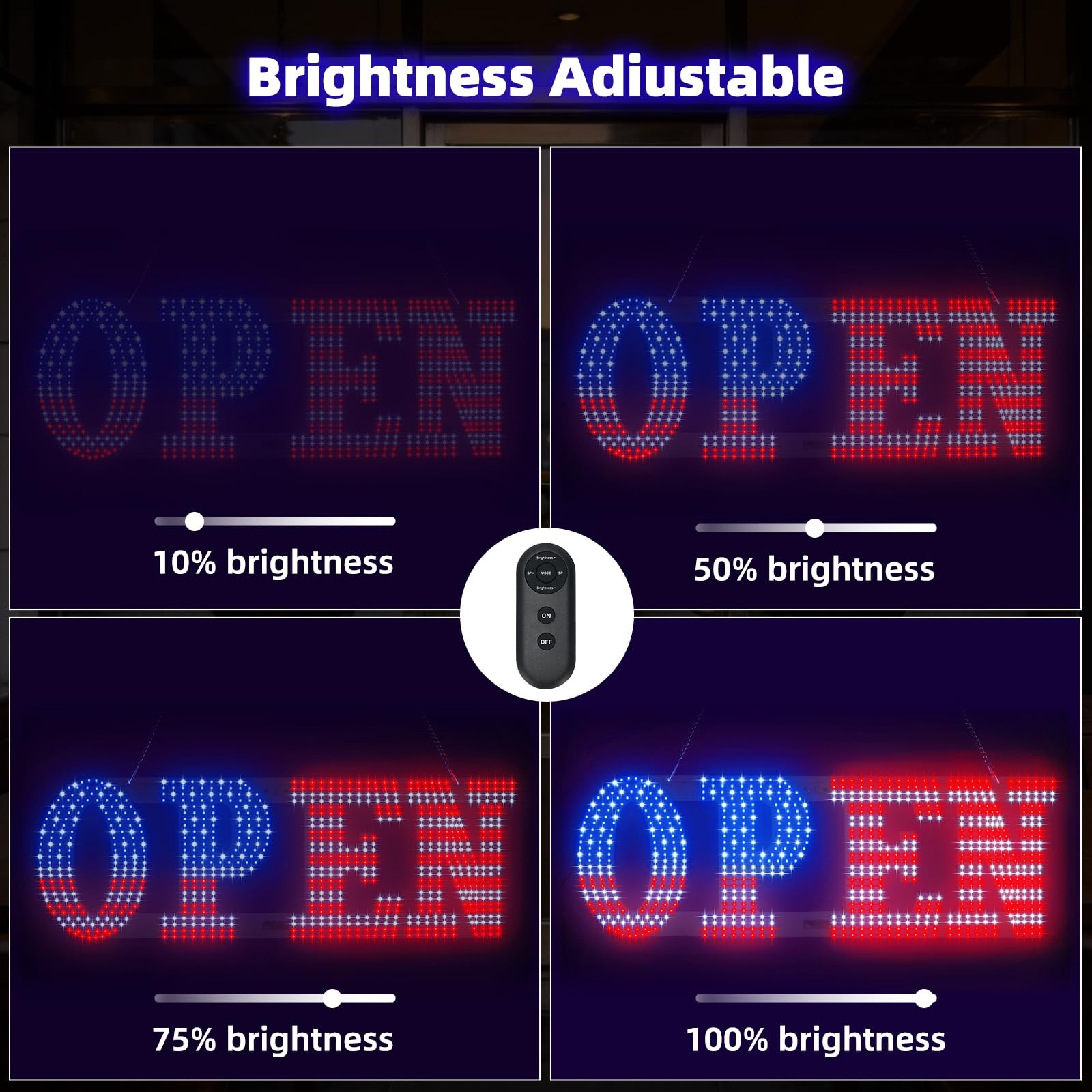 LED Open Signs for Business, 30″ x 10″ Large super Bright LED open Sign, Dimm…
