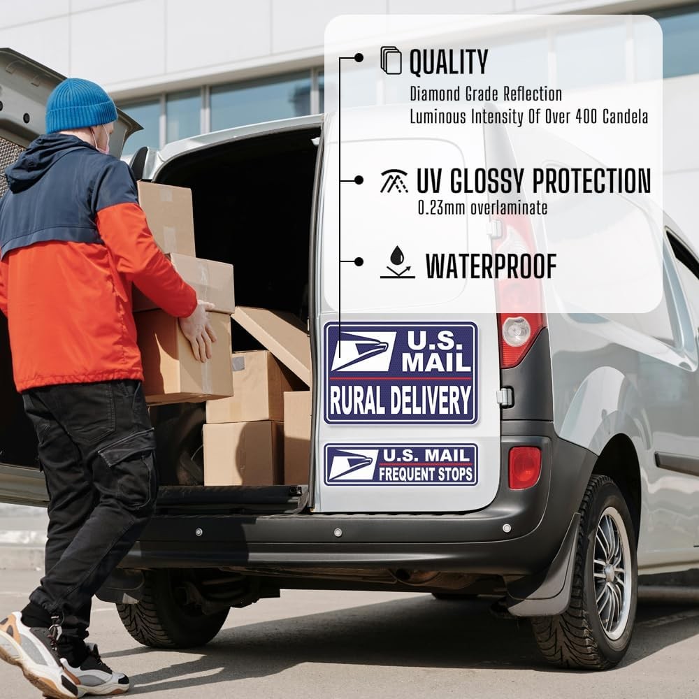 Car Magnets Postal,Heavy Duty U.S. Reflective Mail Delivery Driver Magnetic Sign