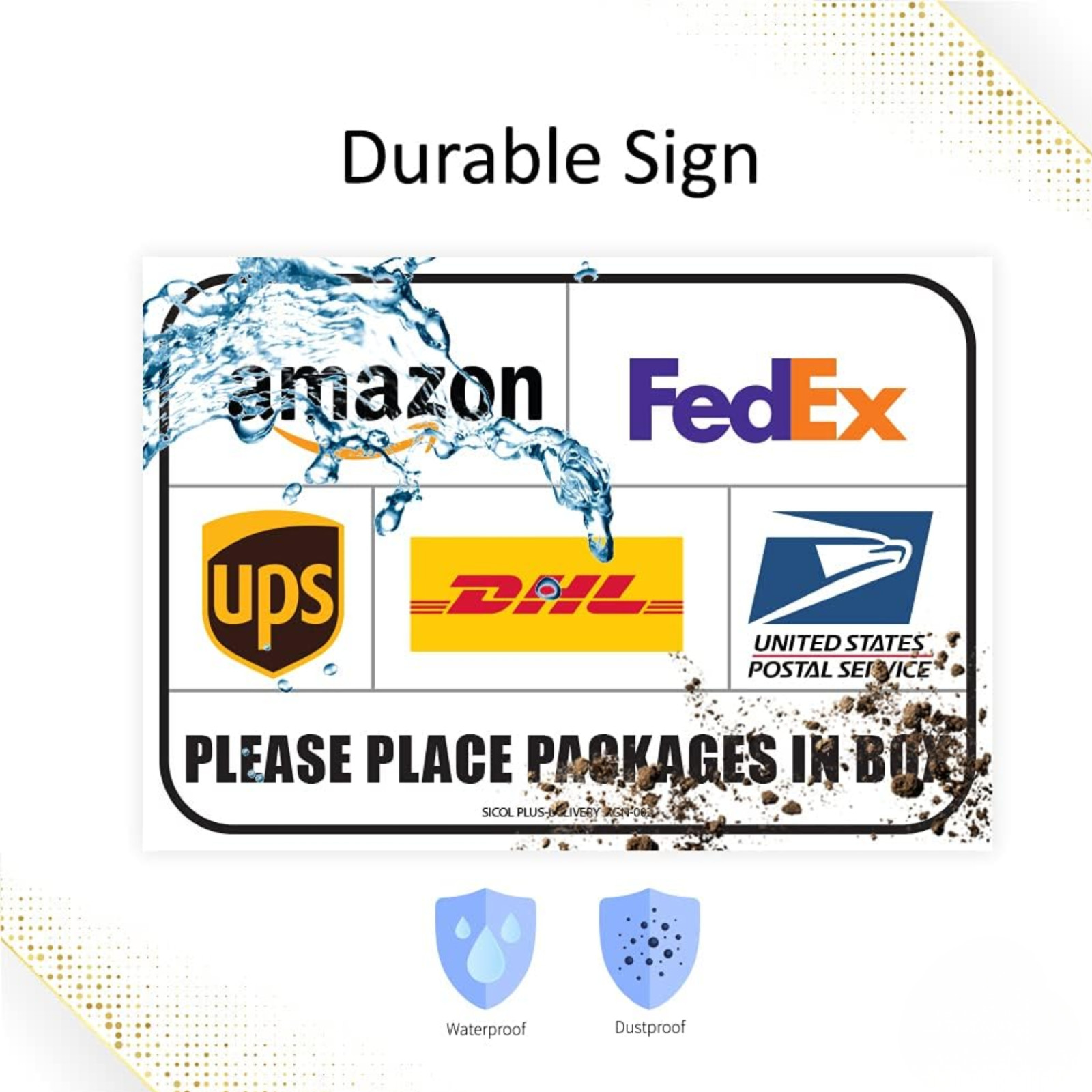 DROP PACKAGES HERE Sticker, USPS Fedex Amazon UPS, delivery sign 10×7 (2 Pack)