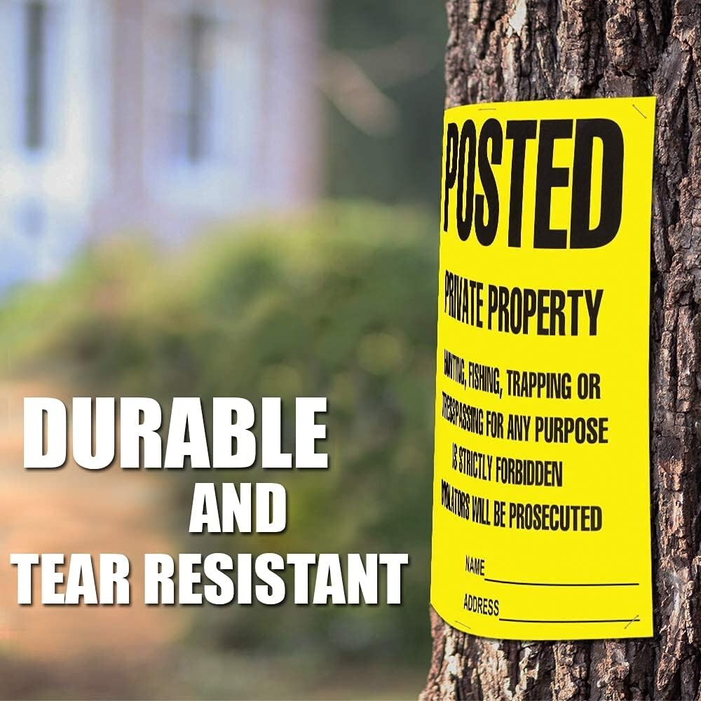Posted Signs 20-Pack, No Hunting/Trespassing, Heavy Duty, 11″x11″ Yellow