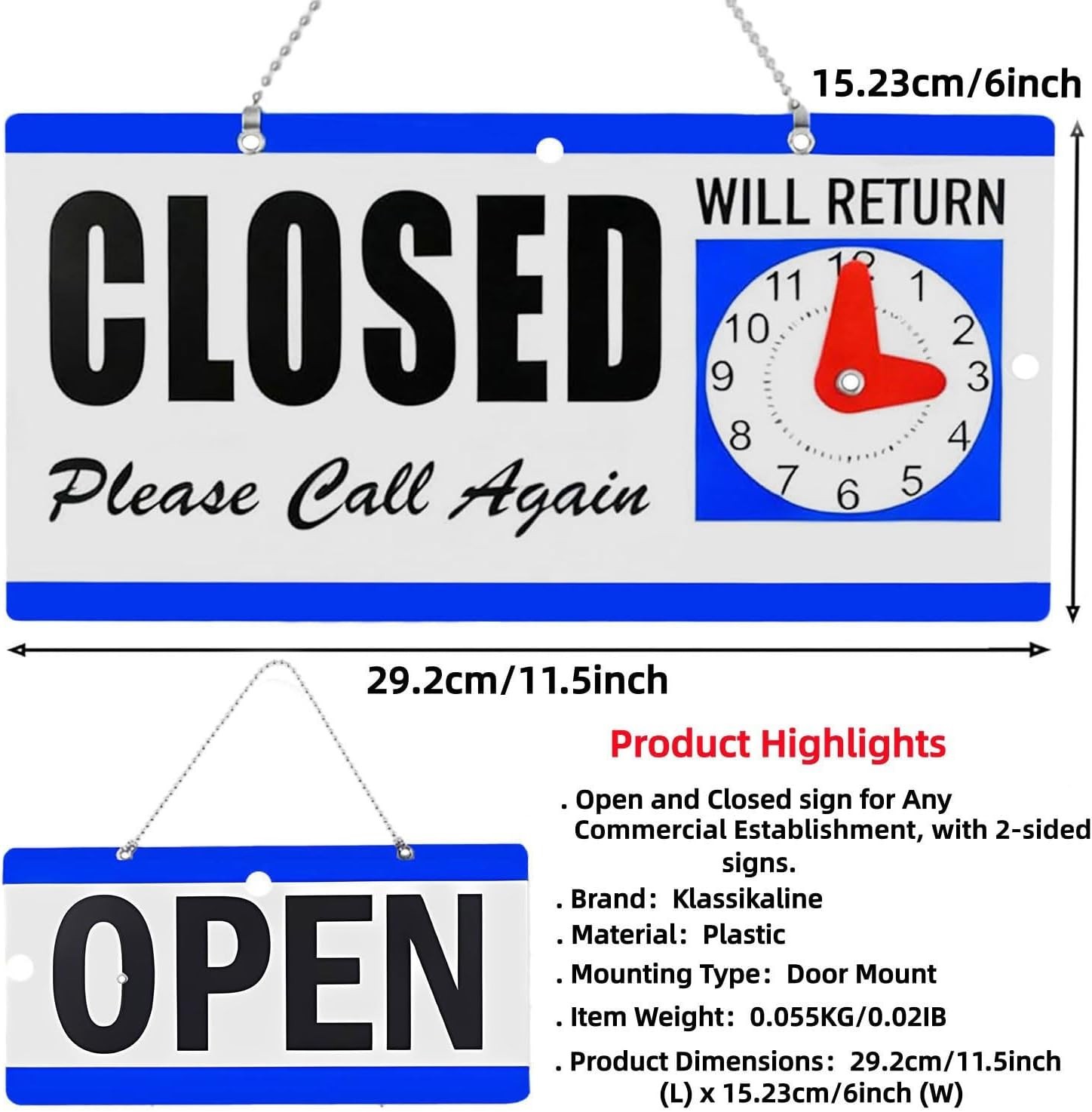 Versatile 11.5″ x 6″ LED Open Sign with Custom Hours – Ideal for Retail Spaces
