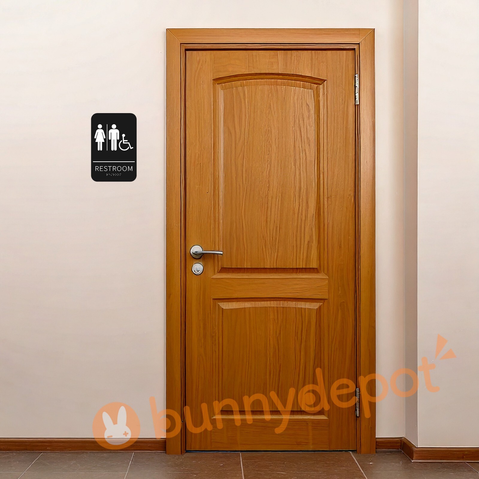 Unisex Restroom Sign ADA Braille Self Adhesive with 3M Tape 9″ x 6″