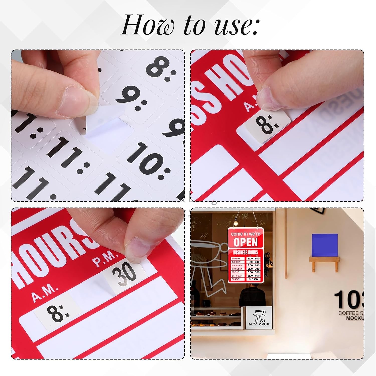 Customizable Open/Close Business Hours Sign – Ideal for Glass Doors, 10.63″x6.9″