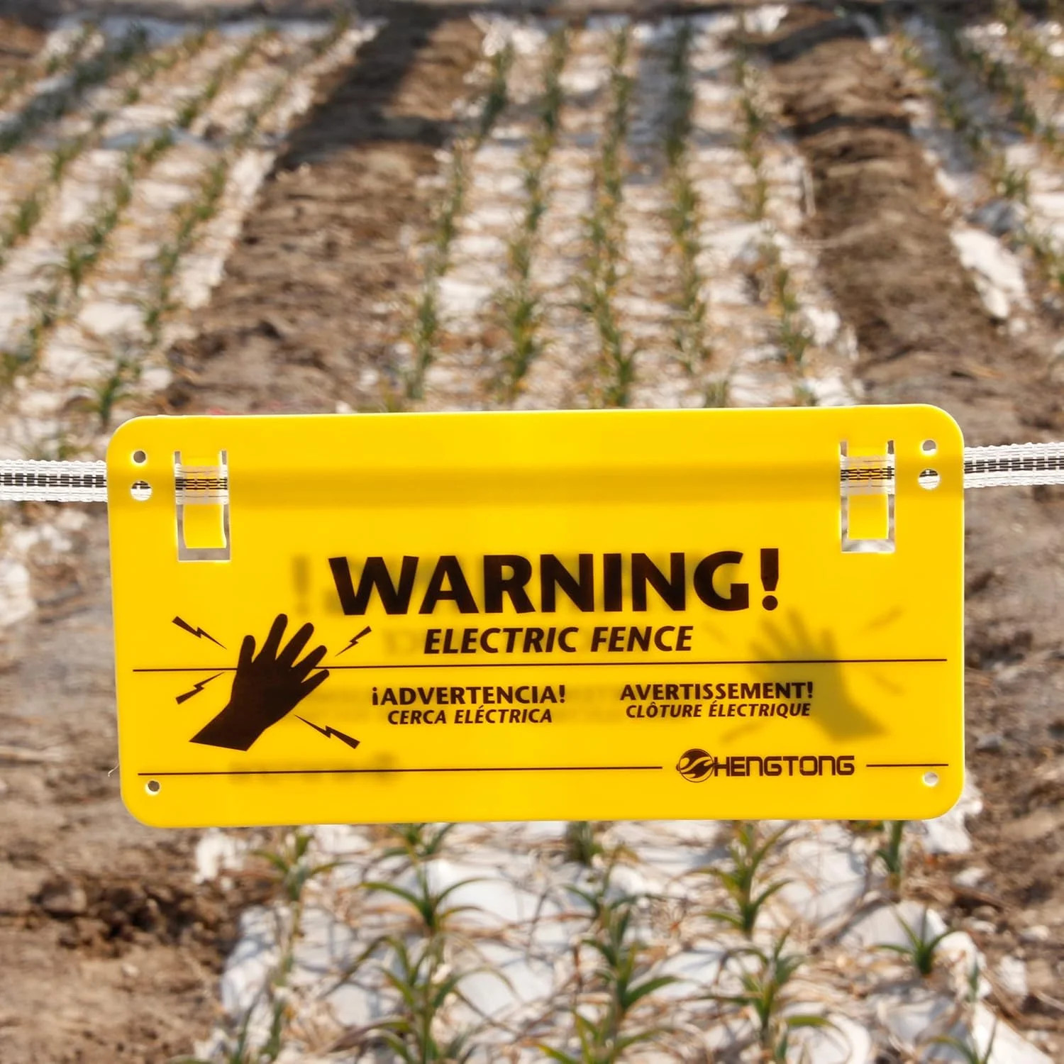 Plastic Electric Fence Warning Signs – 4 Pcs Yellow, 9.5 x 4.7 Inch, No Touching