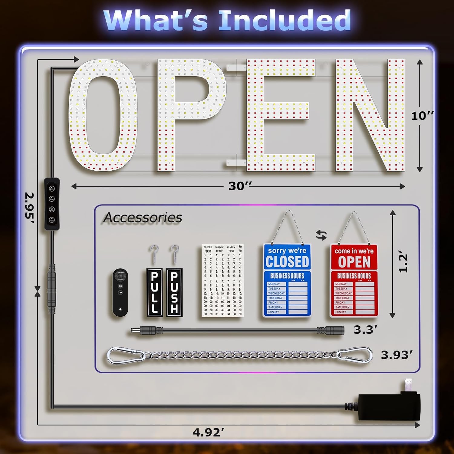 LED Open Signs for Business, exTopGoal 30″x10″ Large Bright Open Sign with Remot
