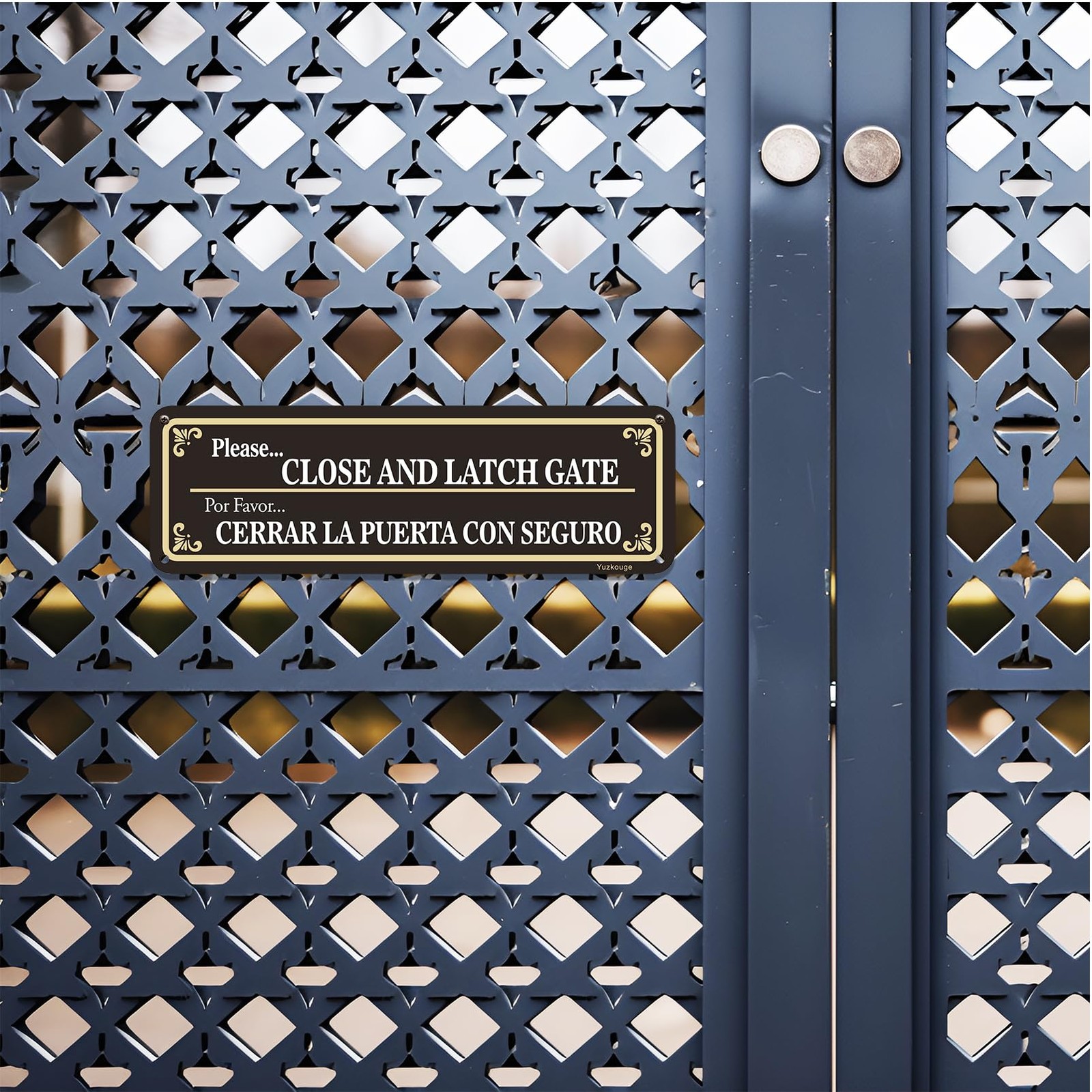 2 Pack 10×3 In Bilingual English Spanish Close Latch Gate Aluminum Metal Sign
