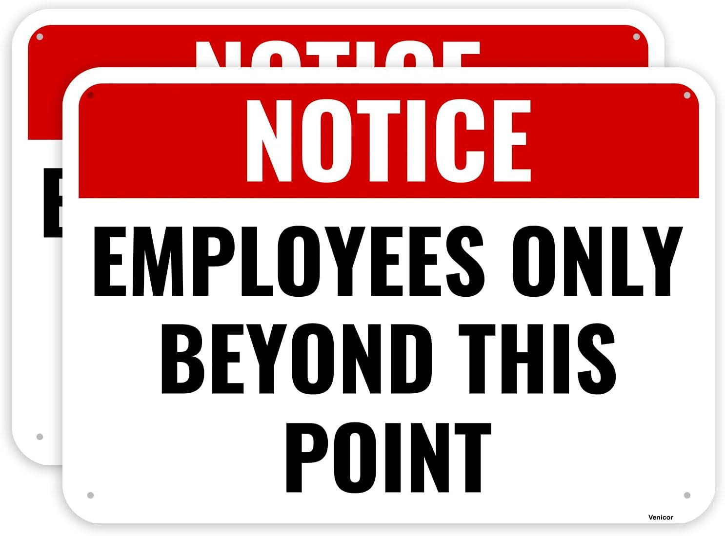 2PC Employees Only Beyond This Point Sign, 10 x 7 Inches – Aluminum – No Custome