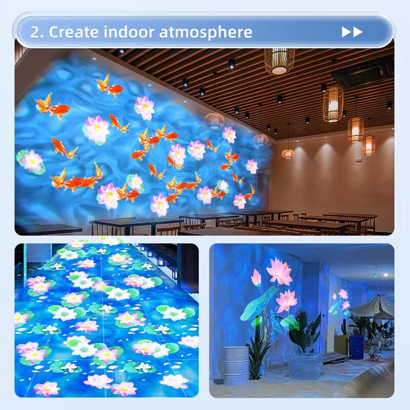 Dual-Head Combination Projector Gobo Light Dynamic Water Wave Ocen Ripple Custom