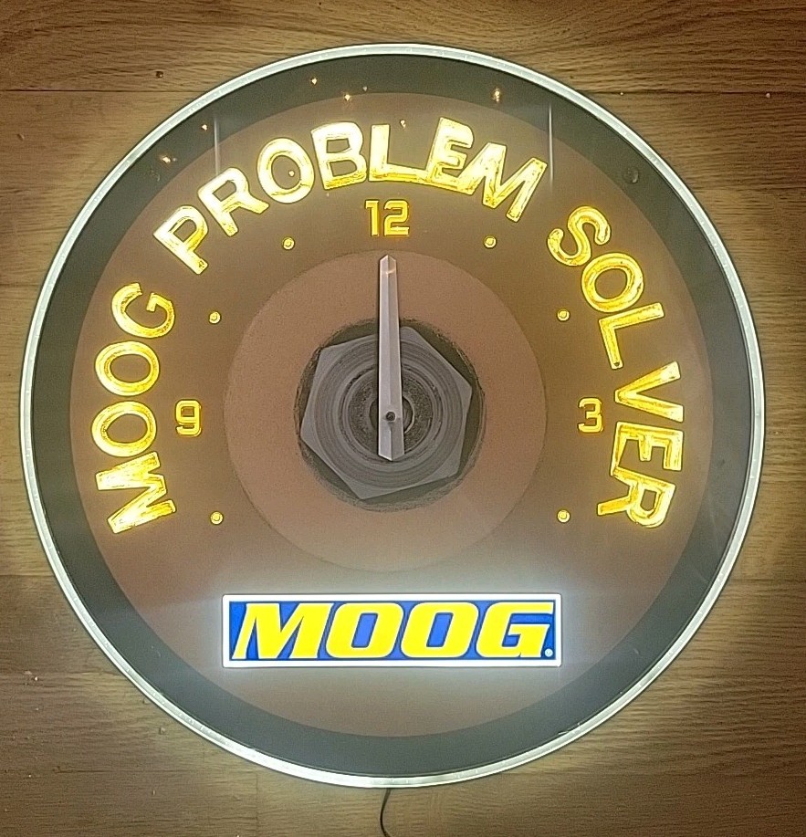 Moog LED Clock Sign Clock Tested Lights Up ..needs Plug. See Description