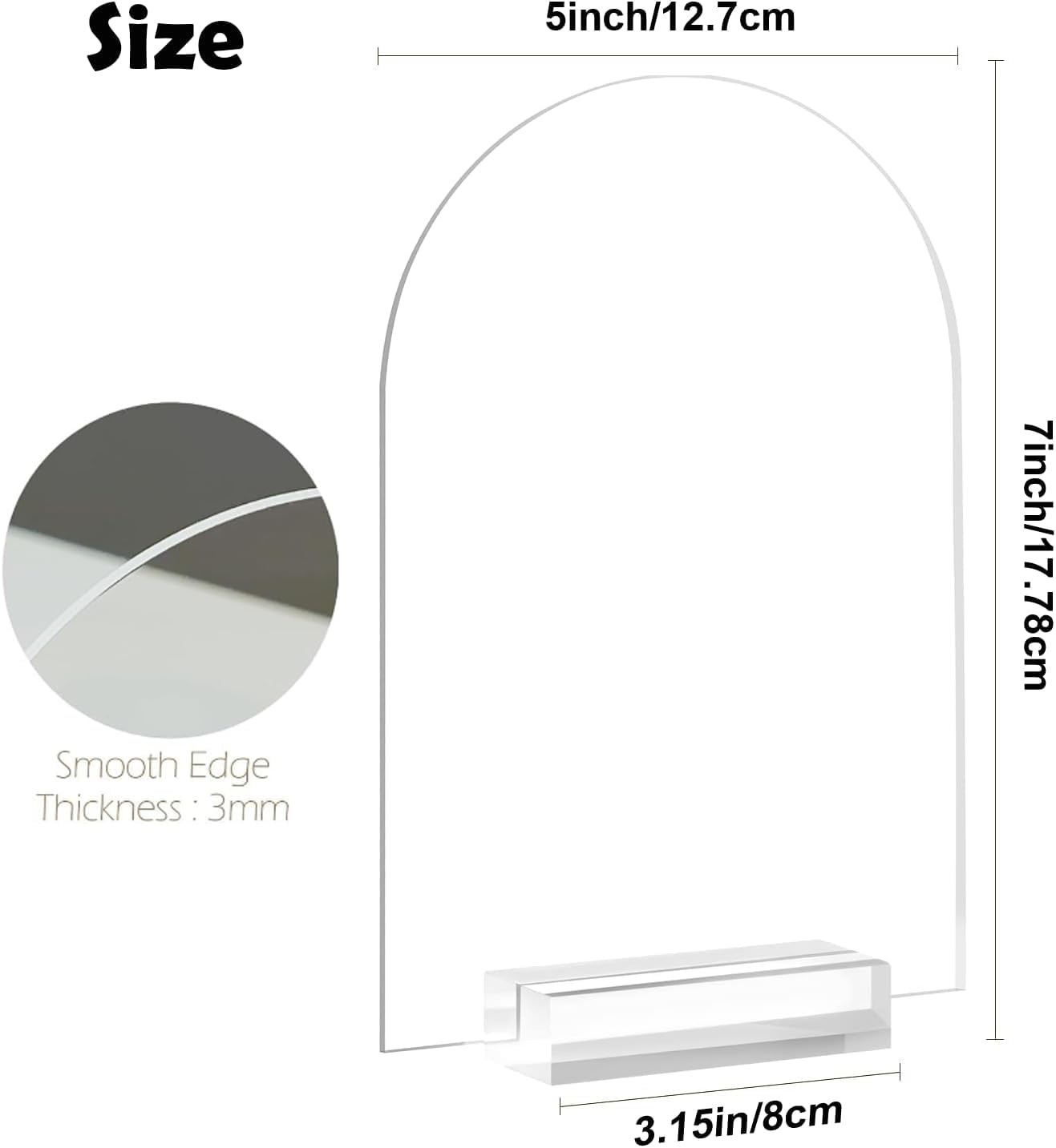 5×7 Inch Clear Arch Acrylic Sign with Stands, Clear Blank Sheets Table Signs …