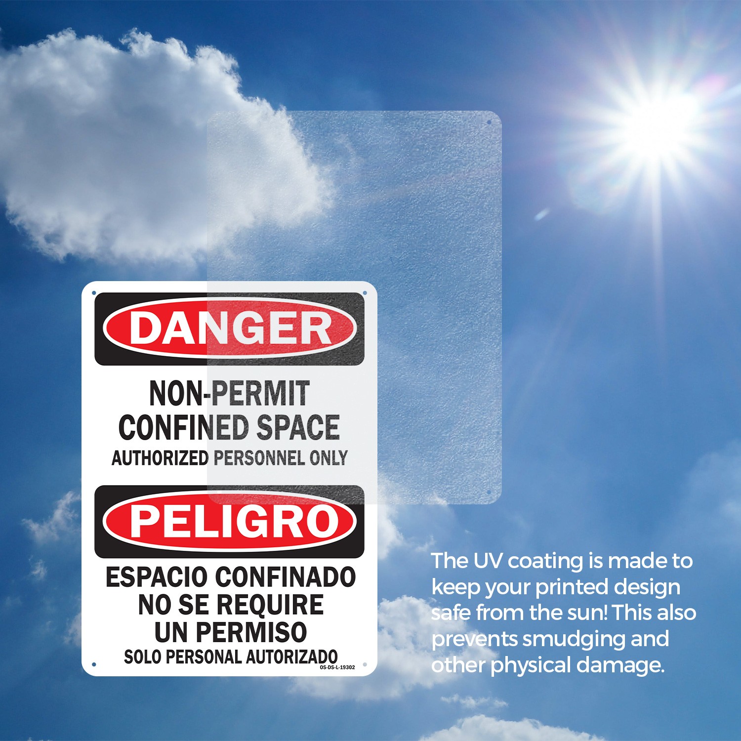 Confined Space None Permit Bilingual OSHA Danger Sign Or Decal – 5 or 10 Pack