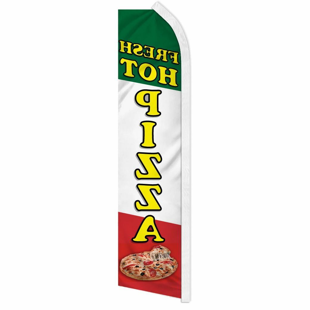 “FRESH HOT PIZZA” advertising super flag swooper banner business food concession