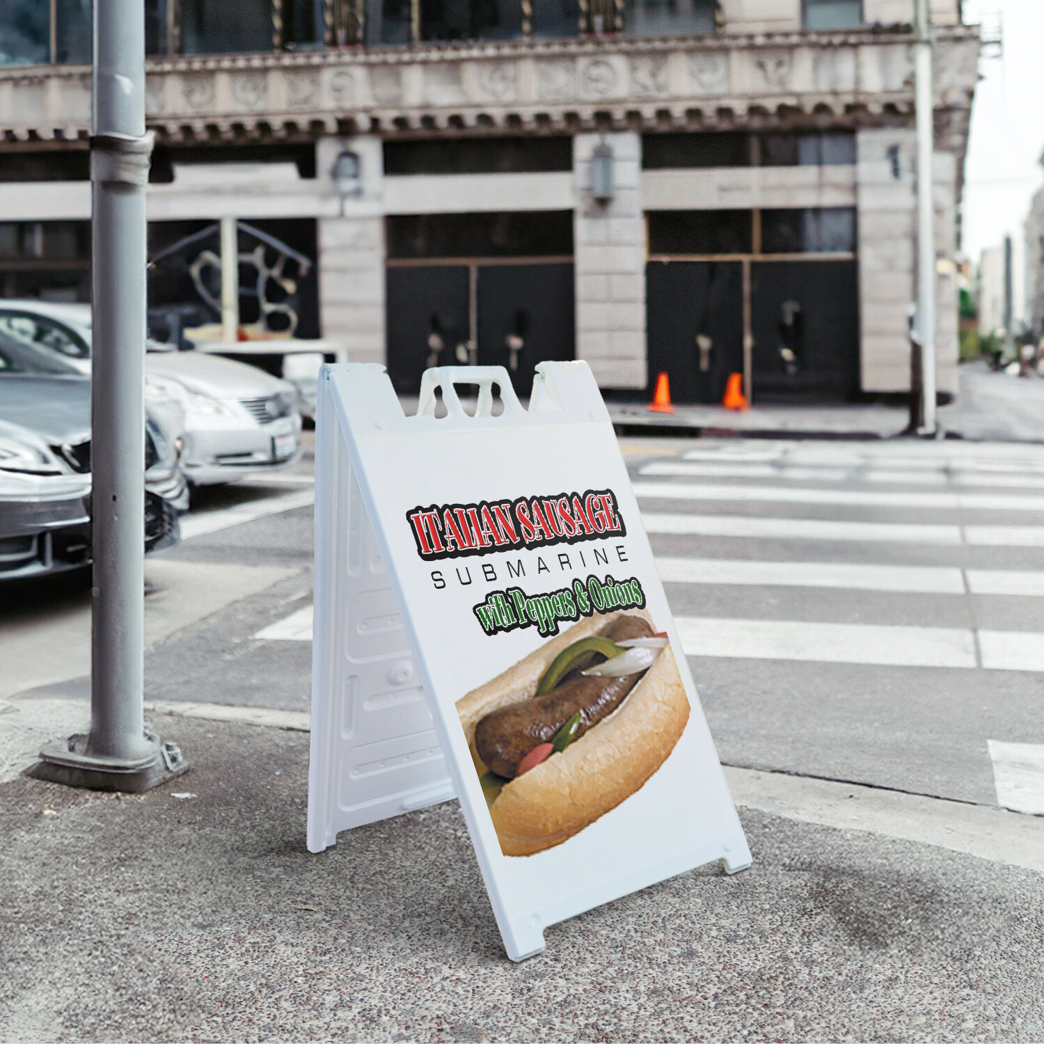 A-frame Sidewalk Italian Sausage Sub 24″ x 36″ Double Sided A-Frame Sidewalk Sig