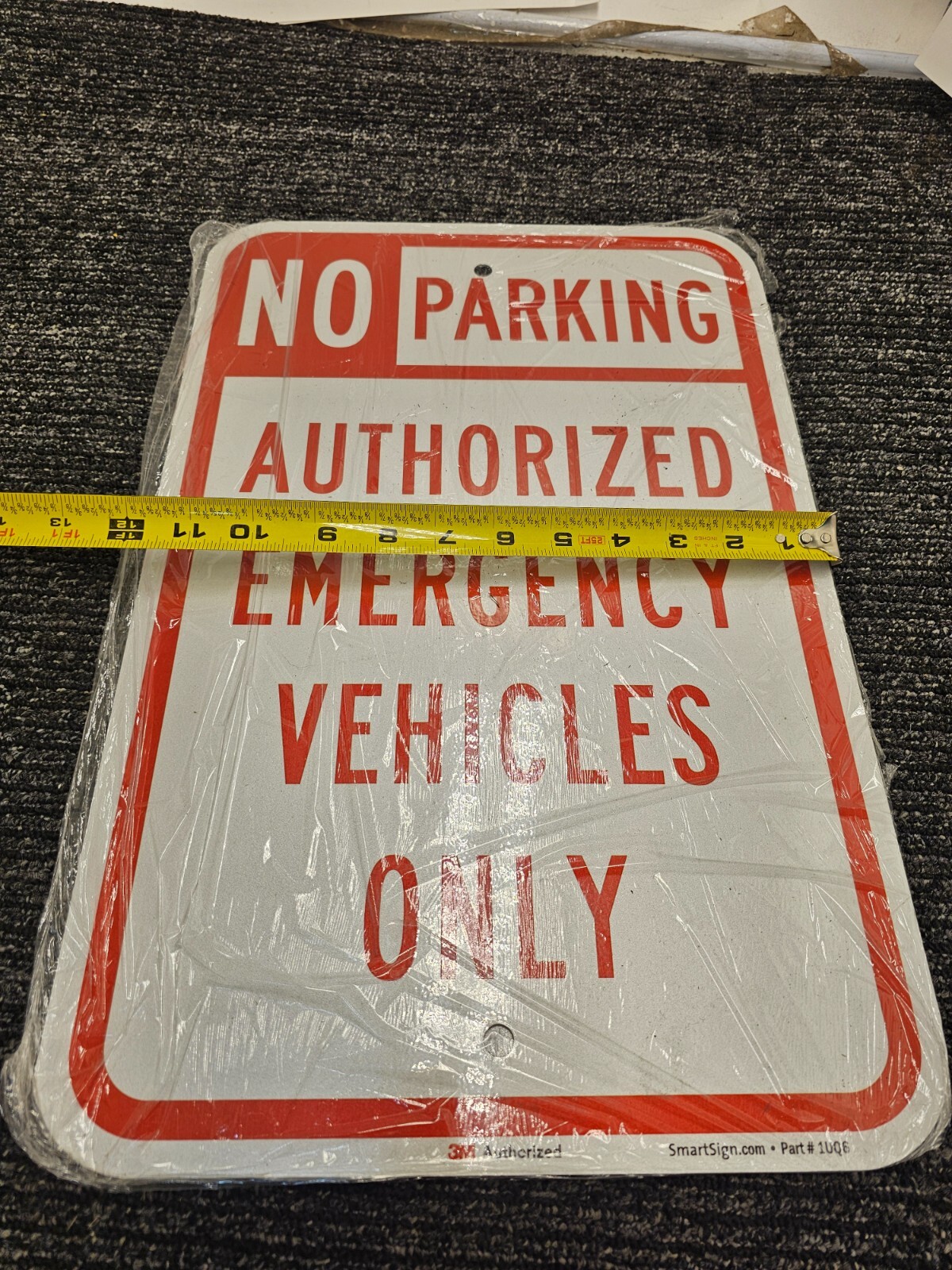 (QTY 4) SmartSign No Parking Authorized Emergency Vehicles Only Sign 18 x 12″