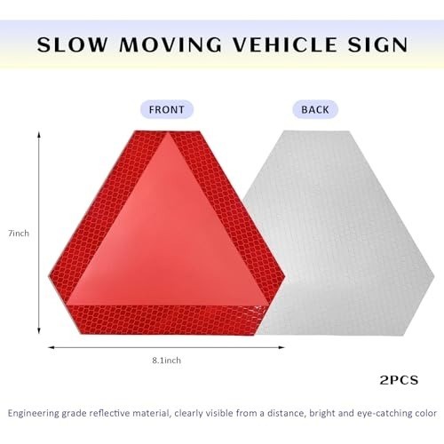 Slow Moving Vehicle Sign 2 Pack 7 x 8 Diamond Grade Reflective Slow Moving Decal