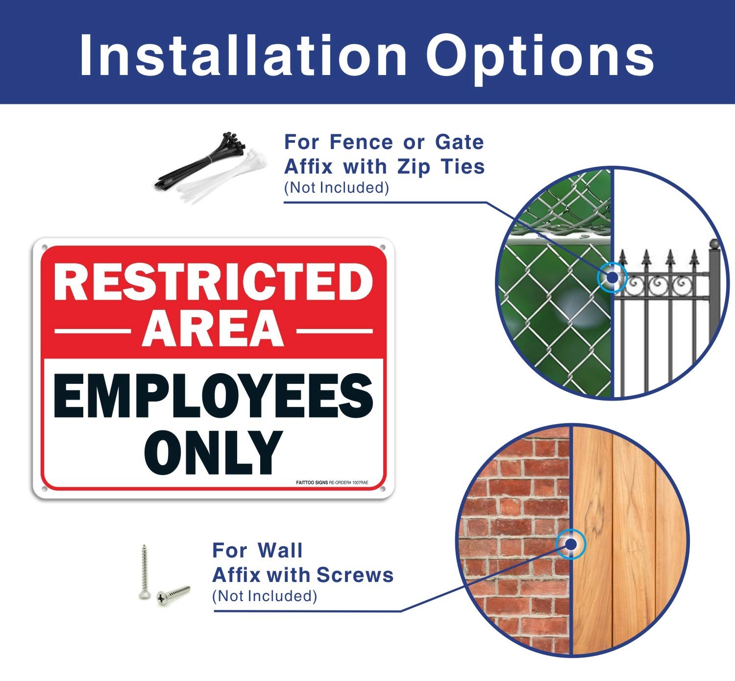 2 pack Restricted Area Employees Only Sign, 10 x 7 Inches .40 Rust Free Alumi…