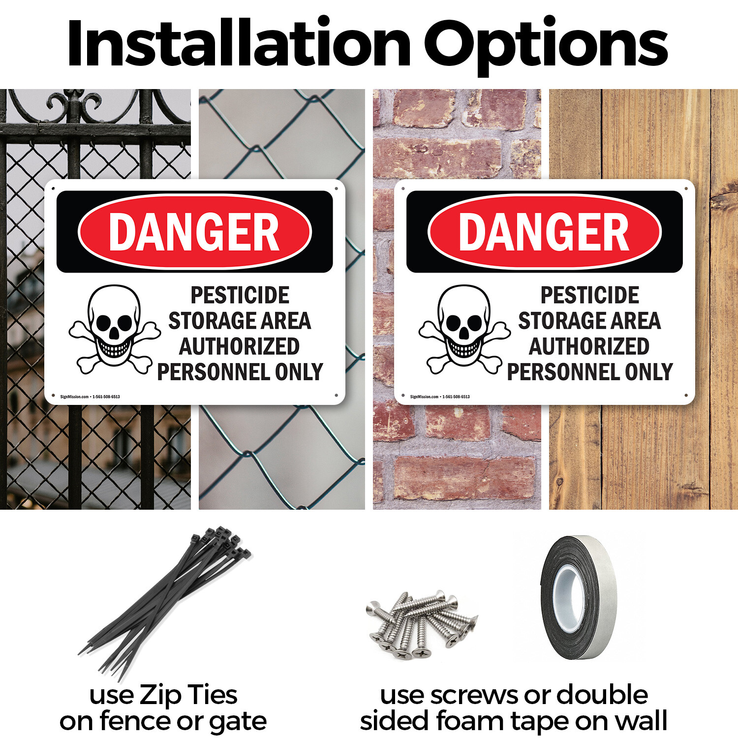 (2 Pack) Pesticide Storage Area Authorized Only OSHA Danger Sign Decal Metal
