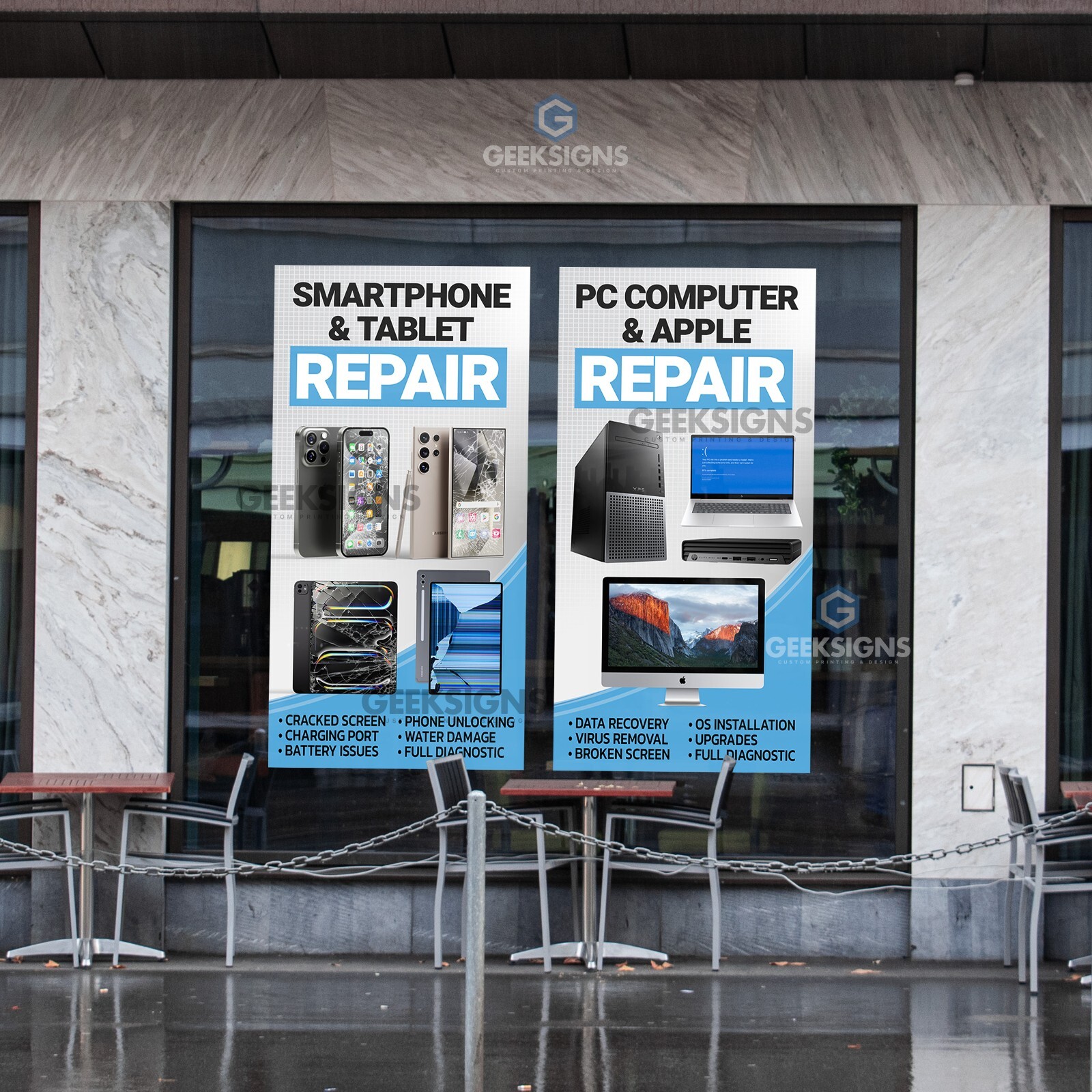 Smartphone Computer PC Apple Repair Banner Poster Sign Window Wrap iphone Mac