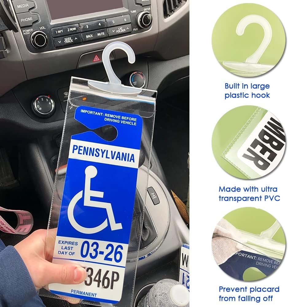 Clear Handicapped Placard Holder with Large Hanger – Perfect for Easy Transfers